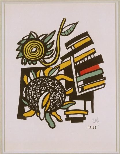 French Art Leger Original Lithograph Sunflowers