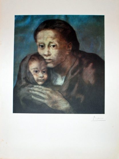 Picasso Original Lithograph, Woman with child, Blue Period